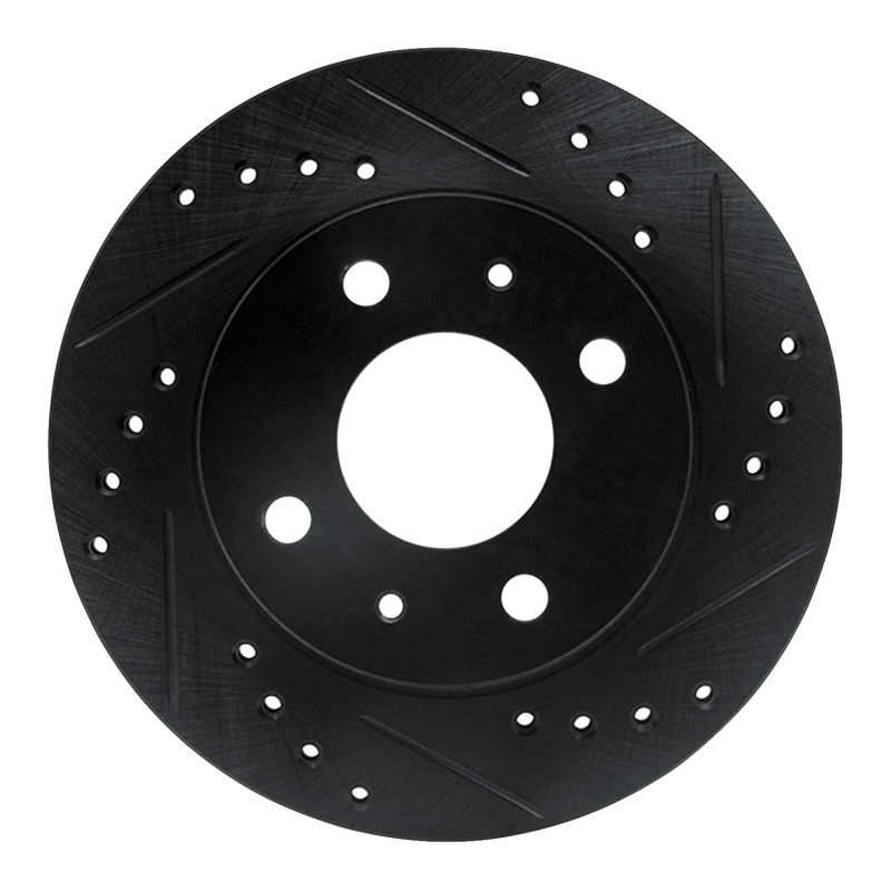 R1 95-00 Nissan Lucino (Mexico) Front Right Drilled & Slotted Black Brake Rotor