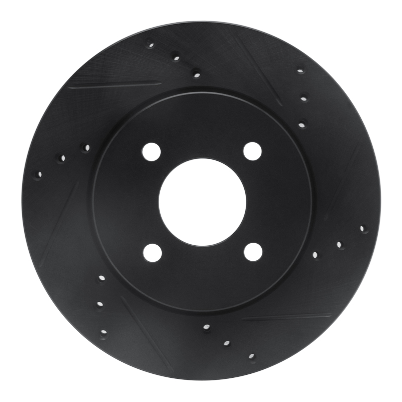 R1 11-25 Nissan Note (Mexico) Front Right Drilled & Slotted Black Brake Rotor