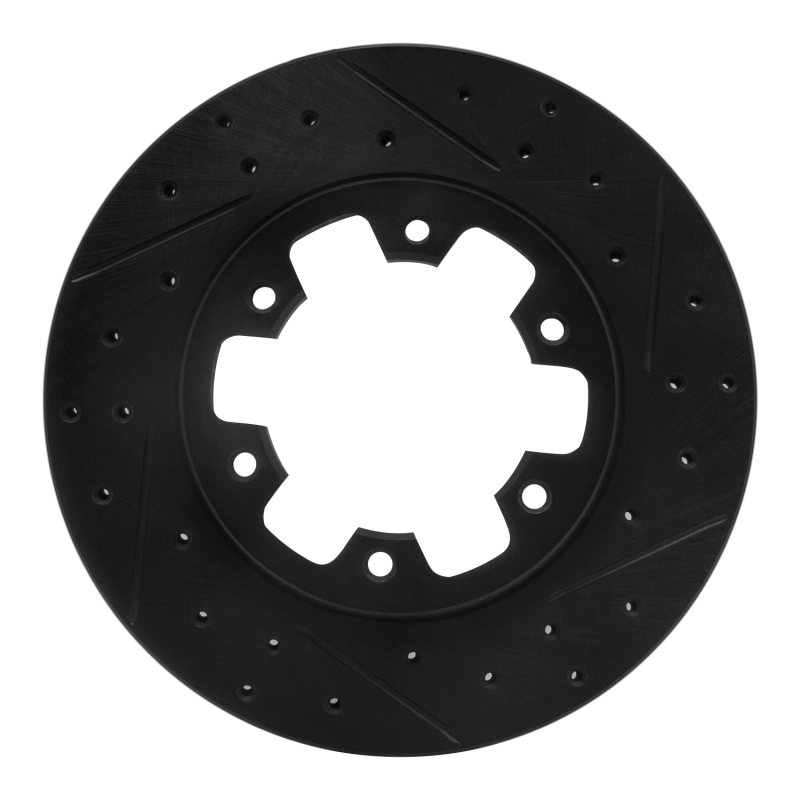 R1 83-85 Nissan 720 DATSUN Front Right Drilled & Slotted Black Brake Rotor