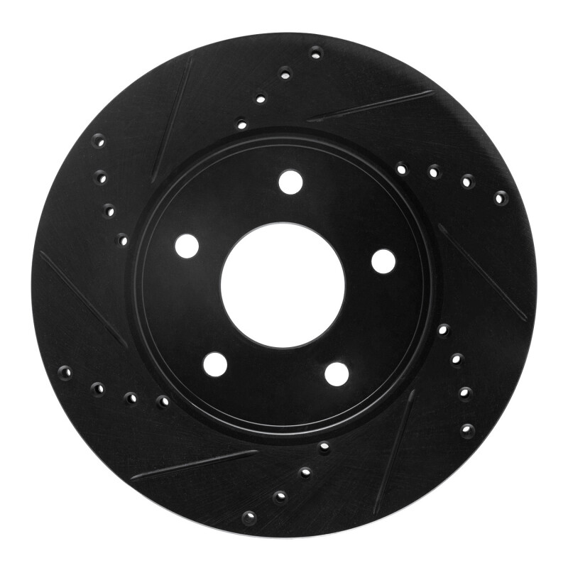 R1 11-25 Chevrolet City Express Front Left Drilled & Slotted Black Brake Rotor