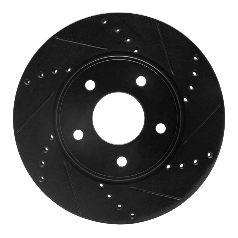 R1 11-25 Chevrolet City Express Front Right Drilled & Slotted Black Brake Rotor