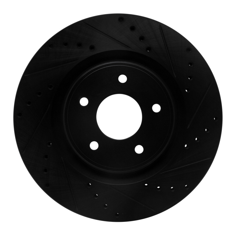 R1 14-19 Nissan Rogue Front Right Drilled & Slotted Black Brake Rotor