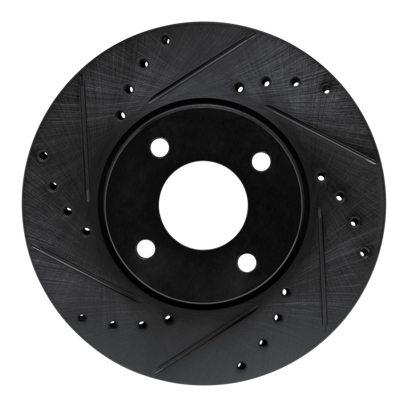 R1 17-25 Nissan Kicks Front Left Drilled & Slotted Black Brake Rotor