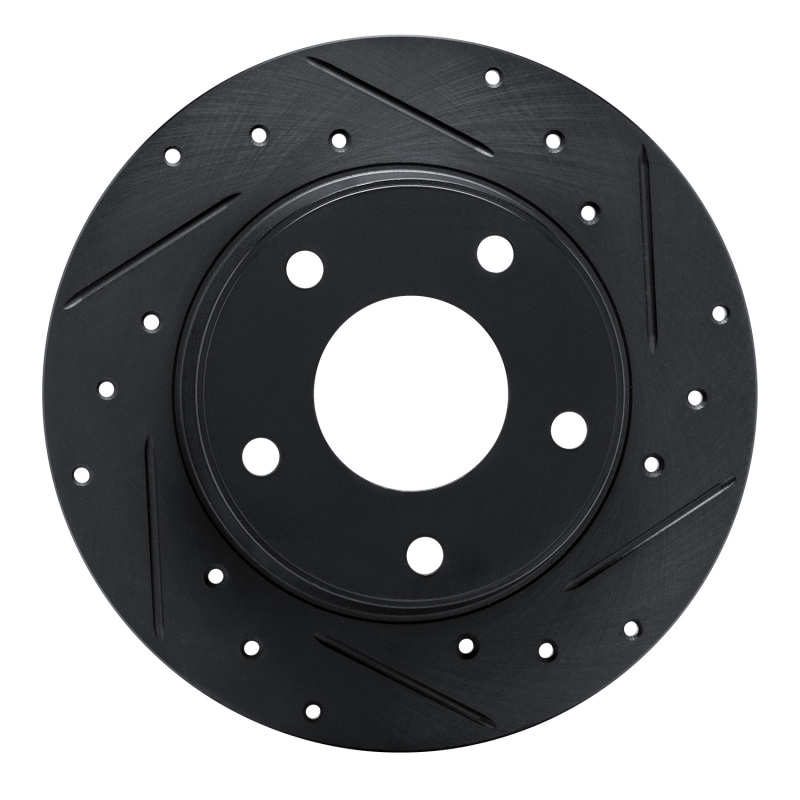 R1 20-25 Nissan SENTRA Rear Right Drilled & Slotted Black Brake Rotor