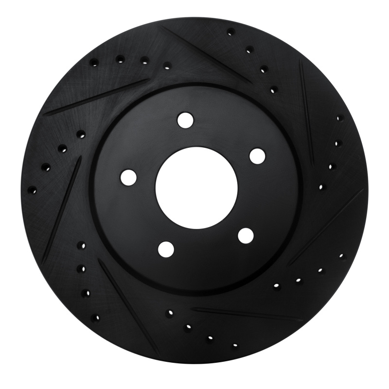 R1 19-24 Infiniti QX50 Rear Right Drilled & Slotted Black Brake Rotor