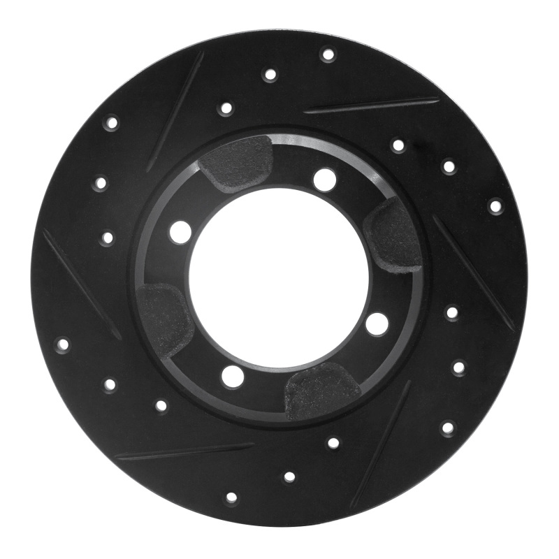 R1 85-91 Dodge COLT Front Left Drilled & Slotted Black Brake Rotor