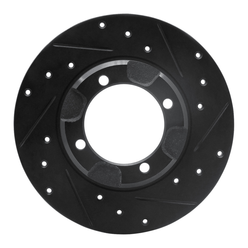 R1 85-91 Dodge COLT Front Right Drilled & Slotted Black Brake Rotor