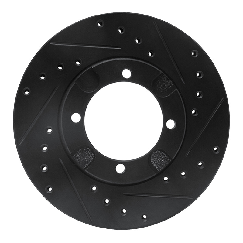 R1 83-91 Dodge COLT Front Right Drilled & Slotted Black Brake Rotor