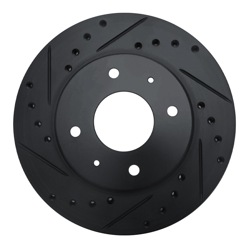 R1 85-91 Dodge 2000 GTX Front Left Drilled & Slotted Black Brake Rotor