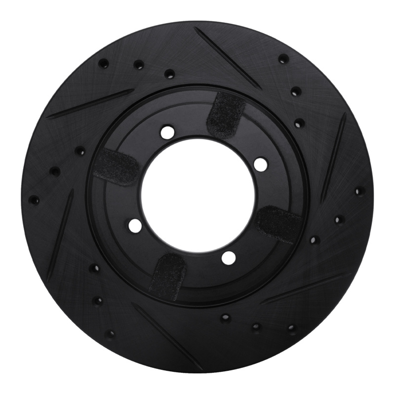 R1 84-90 Dodge COLT Front Right Drilled & Slotted Black Brake Rotor