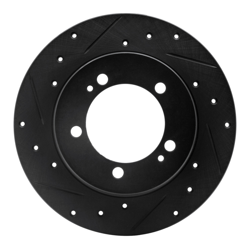 R1 90-94 Eagle TALON Rear Left Drilled & Slotted Black Brake Rotor