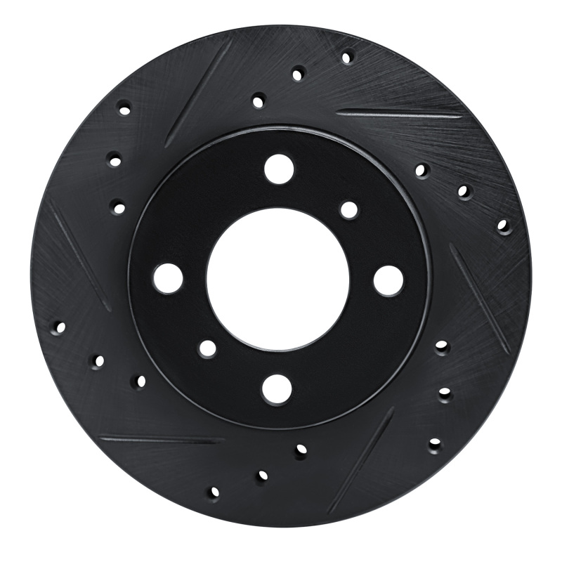 R1 92-00 Dodge COLT Front Left Drilled & Slotted Black Brake Rotor