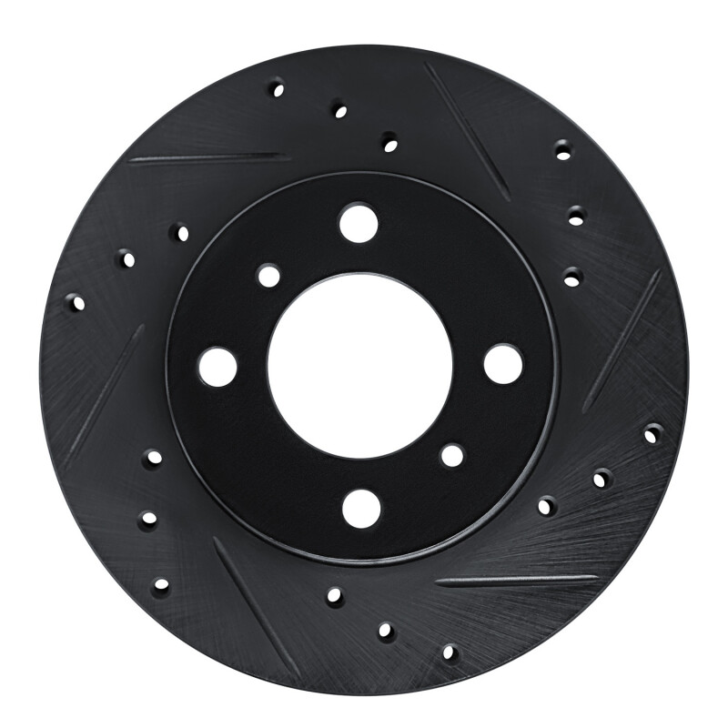R1 92-00 Dodge COLT Front Right Drilled & Slotted Black Brake Rotor