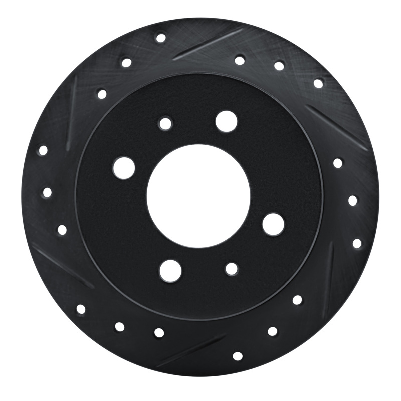 R1 92-96 Dodge COLT Rear Left Drilled & Slotted Black Brake Rotor