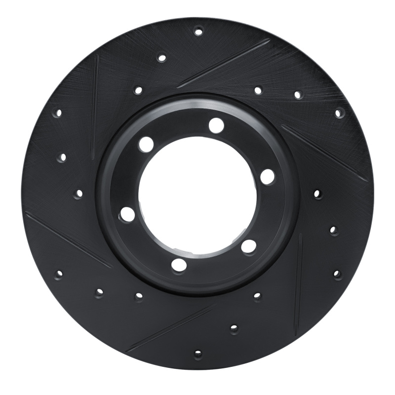 R1 79-86 Dodge D50 Front Left Drilled & Slotted Black Brake Rotor