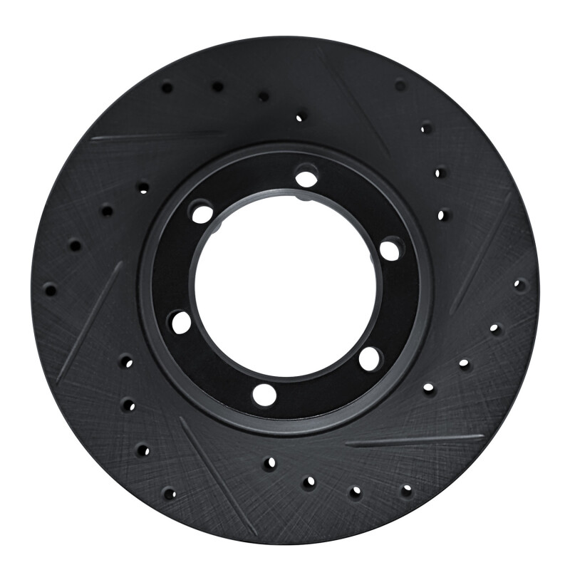 R1 81-87 Dodge D50 Front Right Drilled & Slotted Black Brake Rotor