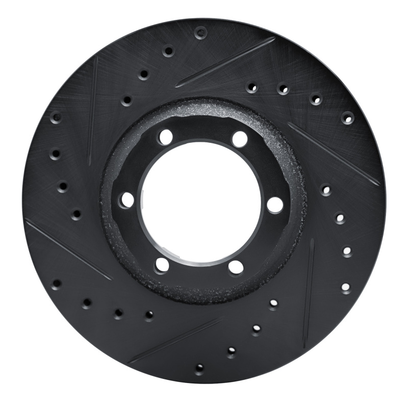 R1 86-96 Dodge Ram 50 Front Left Drilled & Slotted Black Brake Rotor