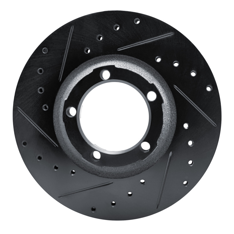 R1 87-90 Mitsubishi Van Front Left Drilled & Slotted Black Brake Rotor