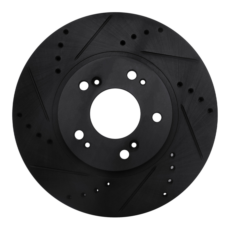 R1 04-11 Mitsubishi Grandis (Mexico) Front Left Drilled & Slotted Black Brake Rotor