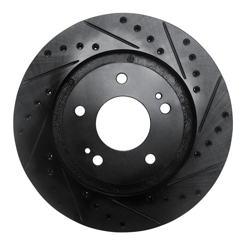 R1 05-22 Mitsubishi Outlander PHEV Front Right Drilled & Slotted Black Brake Rotor