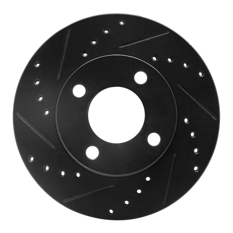 R1 78-92 Audi 80 Front Left Drilled & Slotted Black Brake Rotor