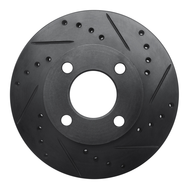 R1 78-92 Audi 80 Front Right Drilled & Slotted Black Brake Rotor