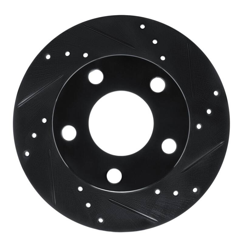 R1 80-91 Audi 5000S Rear Right Drilled & Slotted Black Brake Rotor