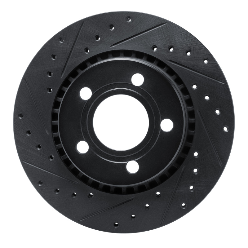 R1 80-86 Audi Quattro Front Left Drilled & Slotted Black Brake Rotor