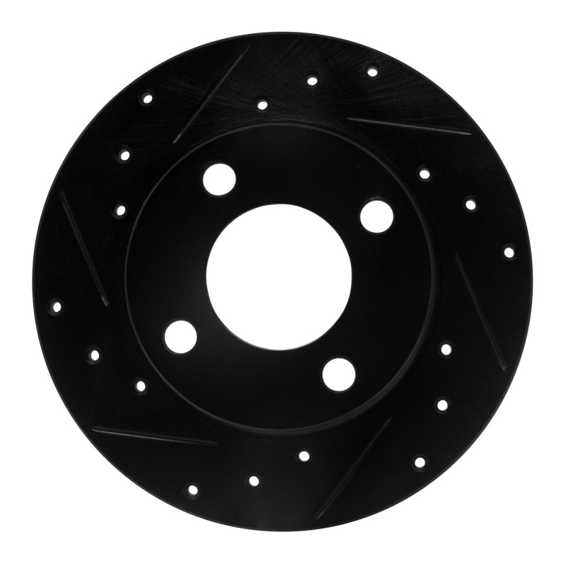 R1 84-95 Audi 90 Quattro Rear Left Drilled & Slotted Black Brake Rotor