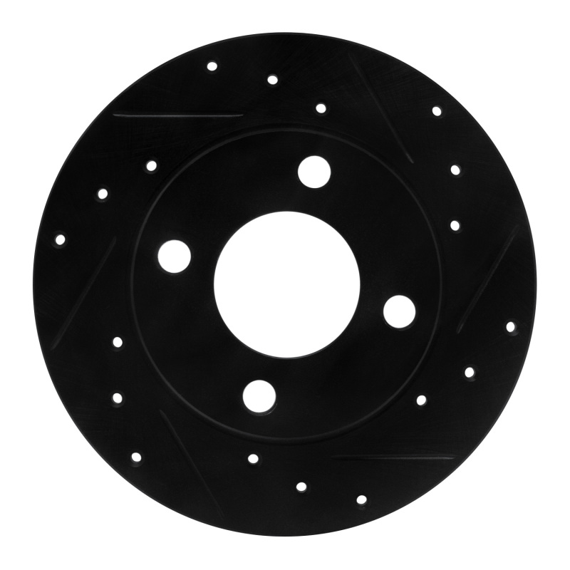 R1 84-95 Audi 90 Quattro Rear Right Drilled & Slotted Black Brake Rotor