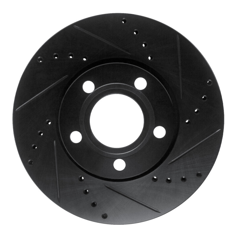 R1 85-91 Audi 5000S Front Right Drilled & Slotted Black Brake Rotor