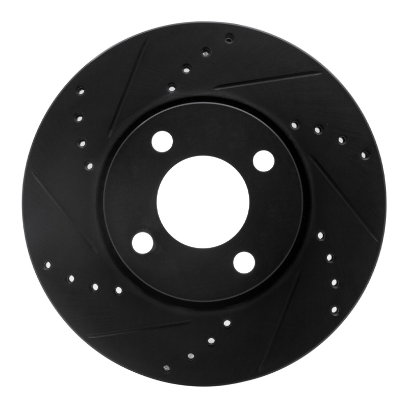 R1 90-98 Audi Cabriolet Front Left Drilled & Slotted Black Brake Rotor