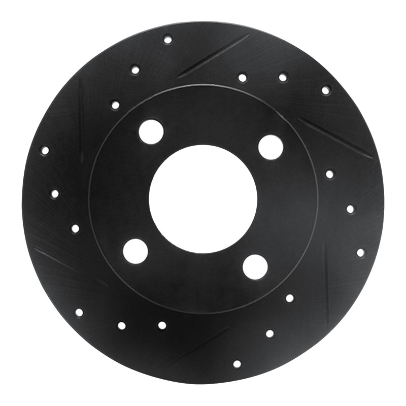 R1 89-91 Audi 100 Rear Left Drilled & Slotted Black Brake Rotor