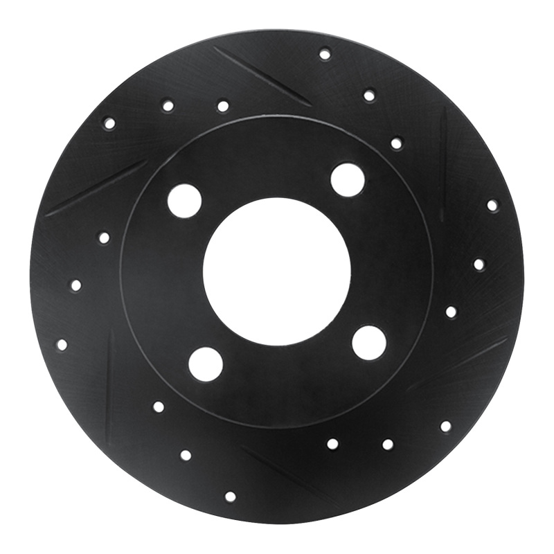 R1 89-91 Audi 100 Rear Right Drilled & Slotted Black Brake Rotor