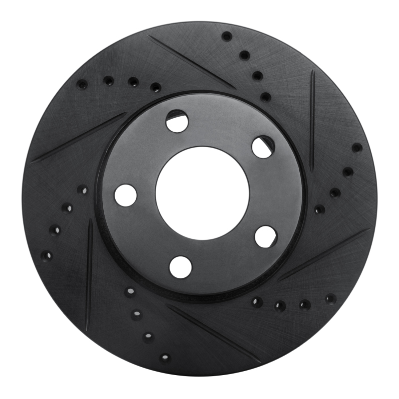 R1 90-97 Audi V8 Quattro Front Right Drilled & Slotted Black Brake Rotor