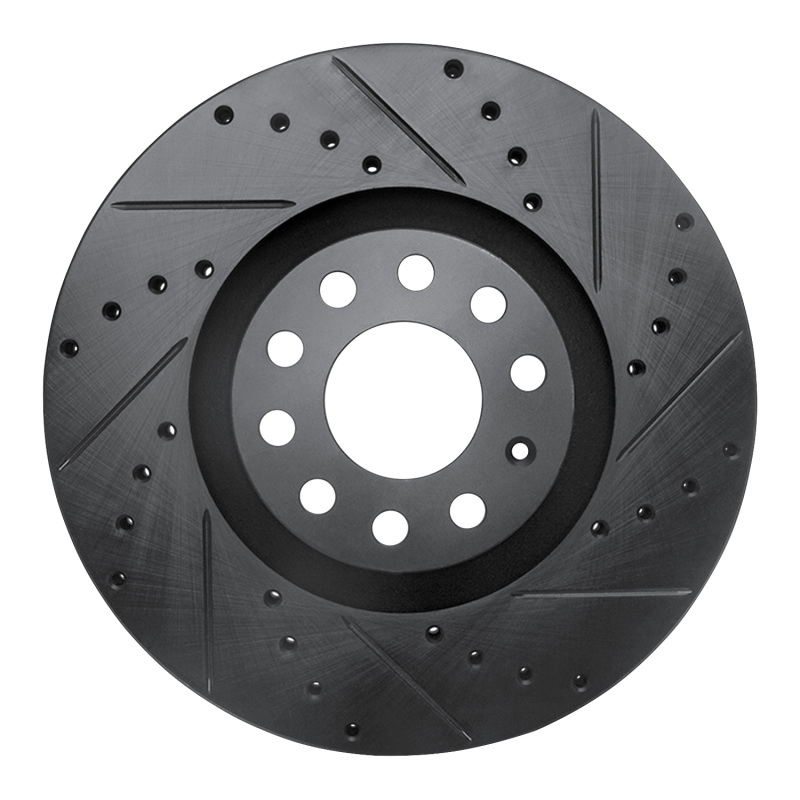 R1 98-09 Audi A6 (Mexico) Front Right Drilled & Slotted Black Brake Rotor