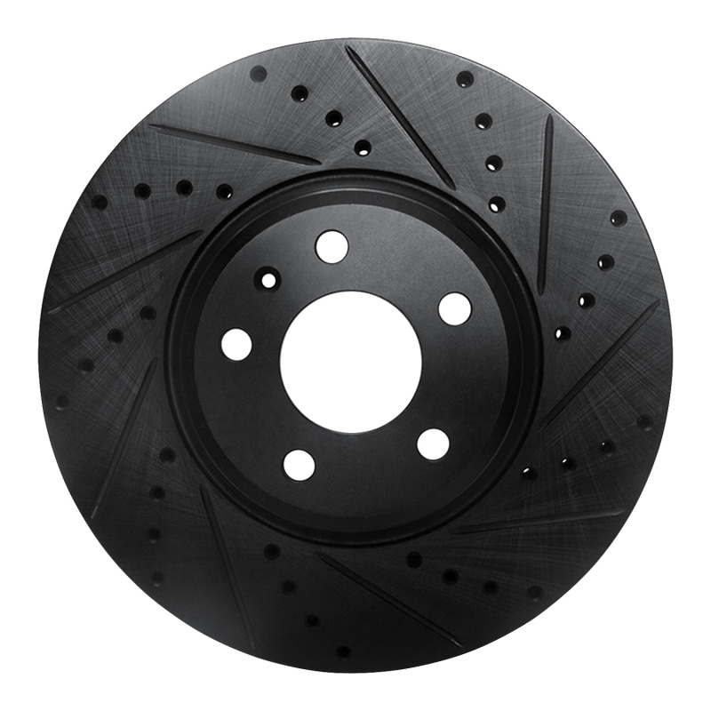 R1 08-12 Audi Q5 (Mexico) Front Right Drilled & Slotted Black Brake Rotor