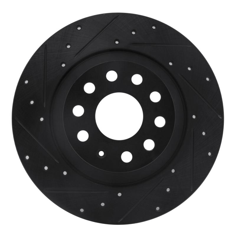 R1 16-25 Audi TT Quattro Rear Left Drilled & Slotted Black Brake Rotor