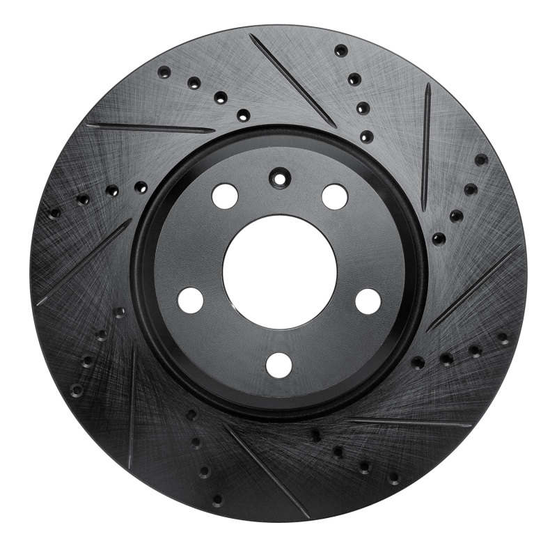 R1 08-25 Audi A4 Quattro Front Right Drilled & Slotted Black Brake Rotor