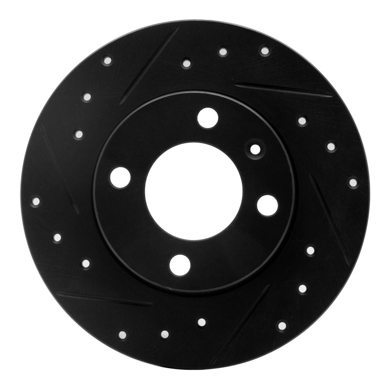 R1 86-93 Volkswagen Passat (USA/Canada) Rear Left Drilled & Slotted Black Brake Rotor