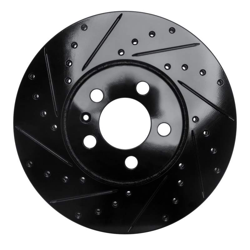R1 98-18 Audi A1 (Mexico) Front Left Drilled & Slotted Black Brake Rotor