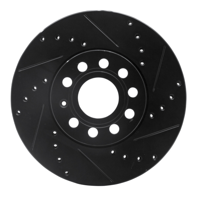 R1 05-25 Audi A3 (Mexico) Front Right Drilled & Slotted Black Brake Rotor