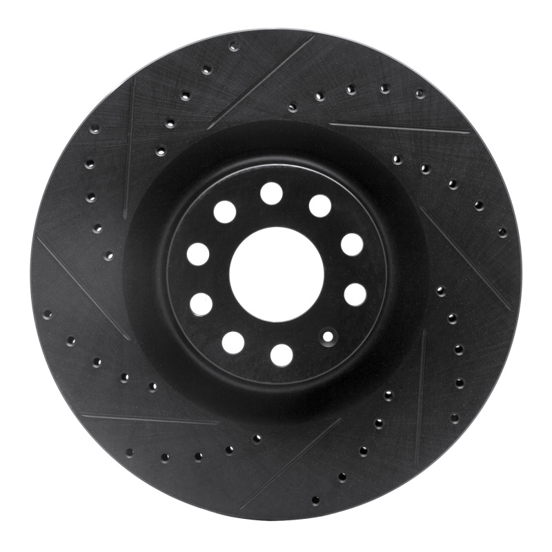 R1 06-13 Audi S3 (Mexico) Front Left Drilled & Slotted Black Brake Rotor