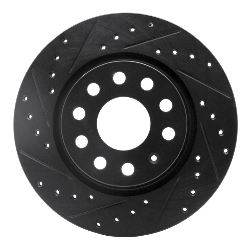 R1 05-15 Volkswagen BORA (Mexico) Front Left Drilled & Slotted Black Brake Rotor