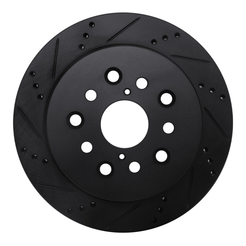 R1 01-06 Lexus LS430 Rear Left Drilled & Slotted Black Brake Rotor