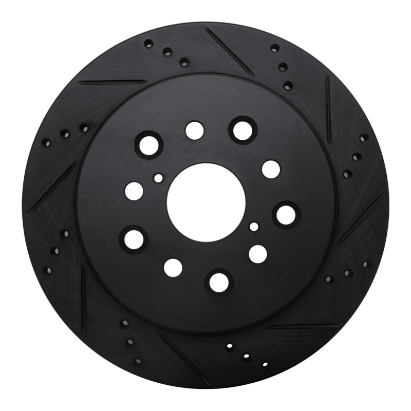 R1 01-06 Lexus LS430 Rear Right Drilled & Slotted Black Brake Rotor