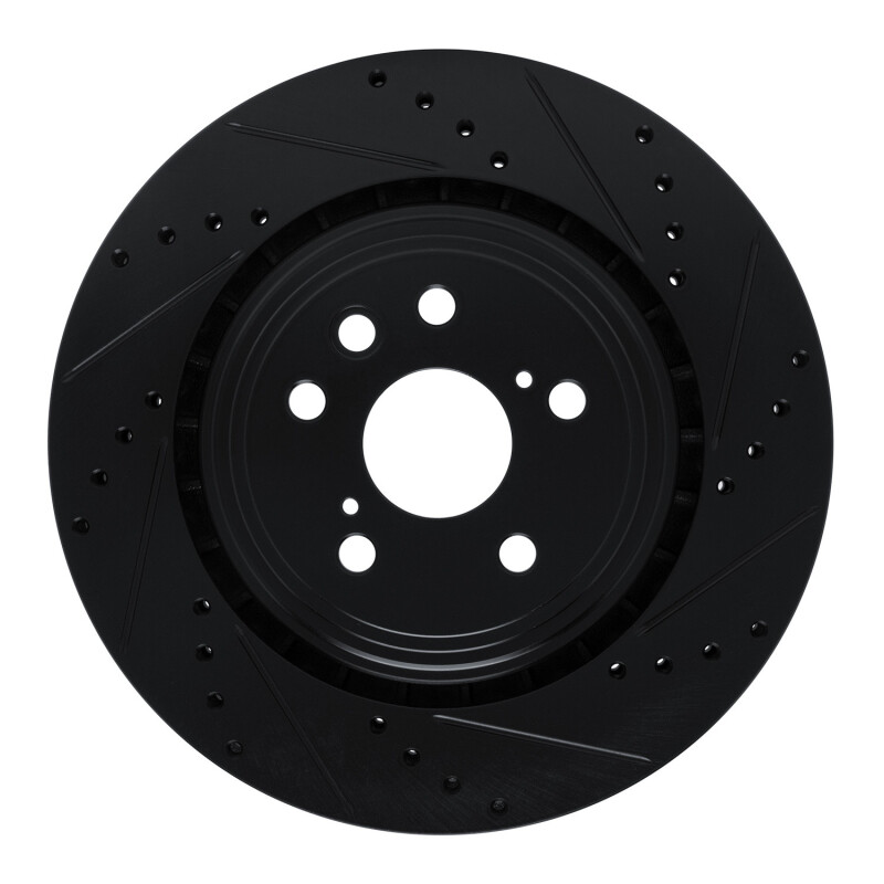 R1 20-25 Lexus RX350 Front Right Drilled & Slotted Black Brake Rotor