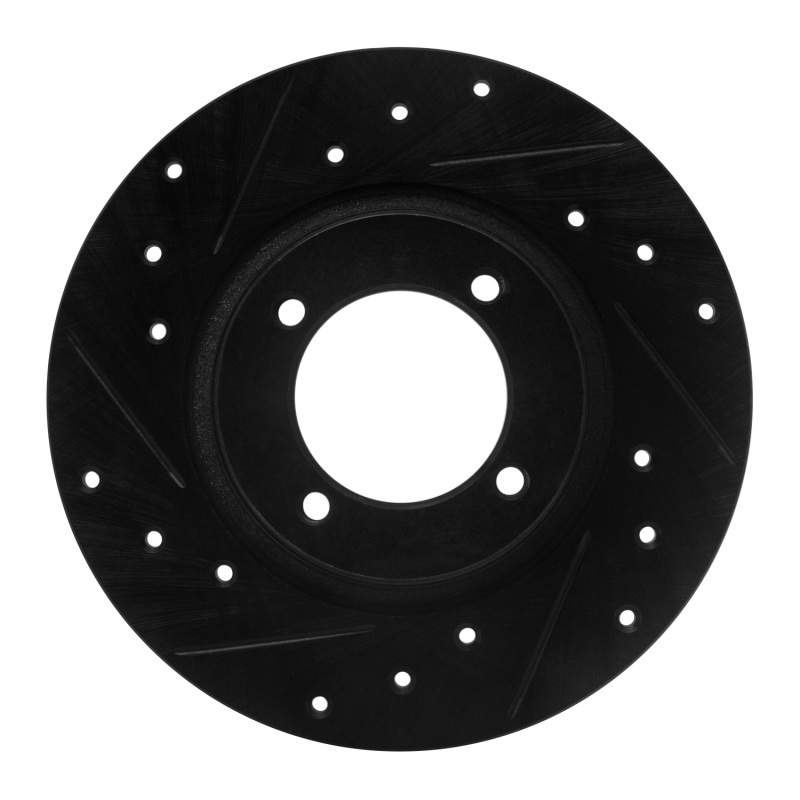 R1 75-79 Toyota Corolla (US/Canada) Front Left Drilled & Slotted Black Brake Rotor