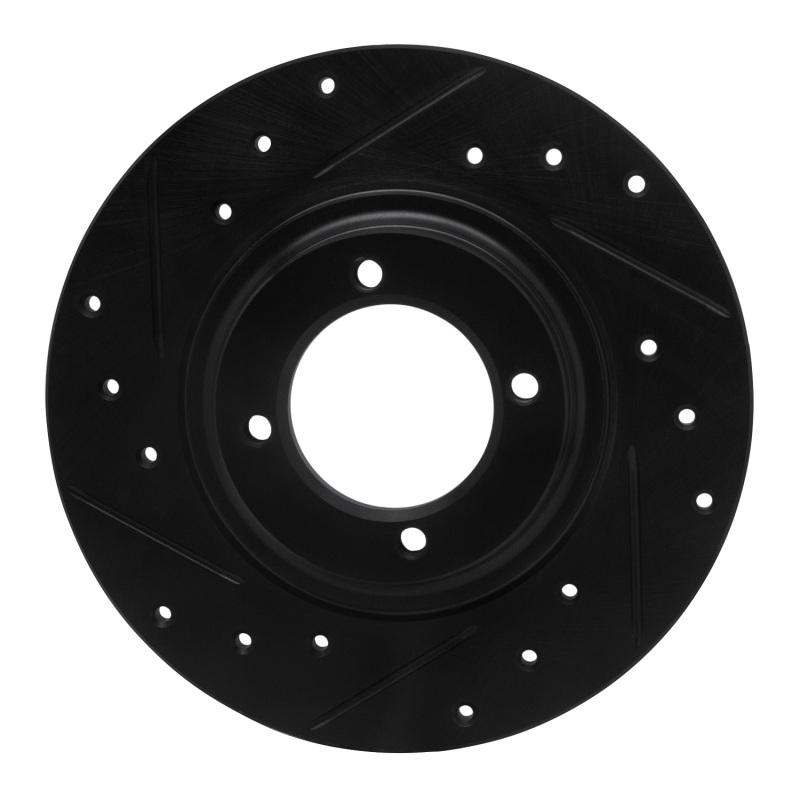 R1 81-84 Toyota STARLET Front Left Drilled & Slotted Black Brake Rotor