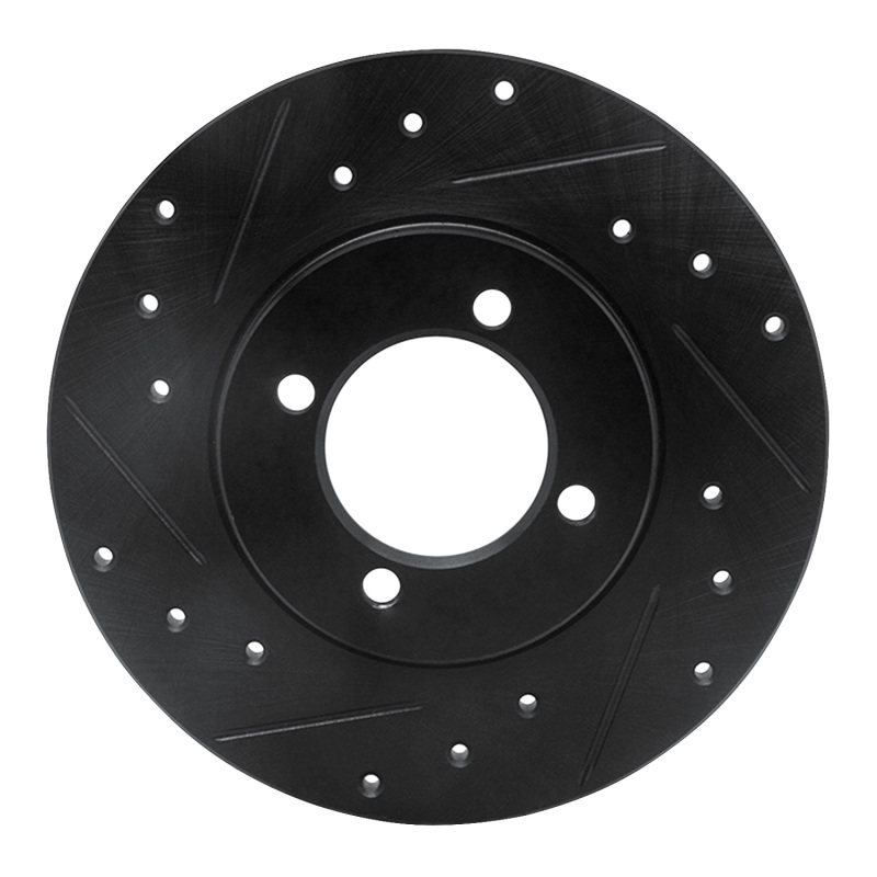 R1 80-83 Toyota Corolla (US/Canada) Front Left Drilled & Slotted Black Brake Rotor